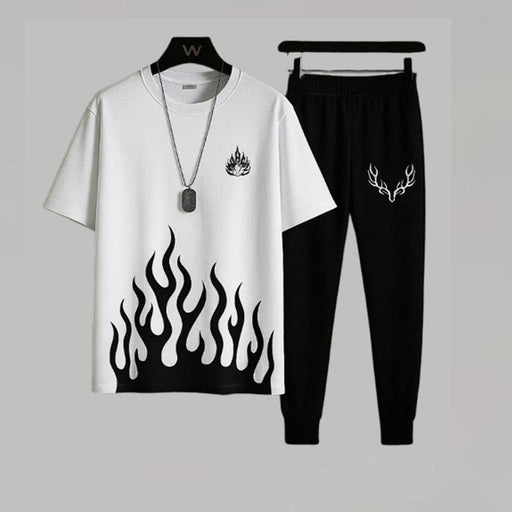 ๐๐ 2 Pcs Men's Micro Plain Track Suit โ White | Casual & Sportswear