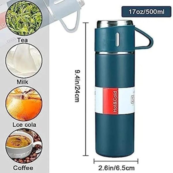 🥤 Vacuum Insulated Water Bottle Set ✨ – 500ml Stainless Steel Thermos With Gift Box 🎁 (Random Color)
