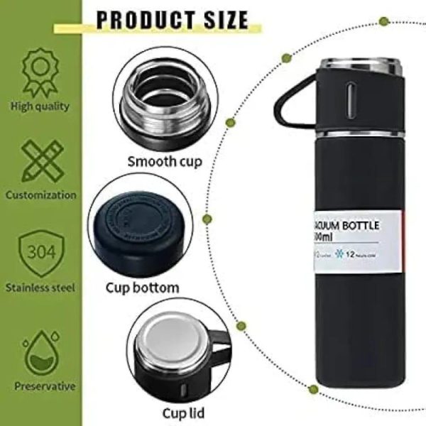 🥤 Vacuum Insulated Water Bottle Set ✨ – 500ml Stainless Steel Thermos With Gift Box 🎁 (Random Color)
