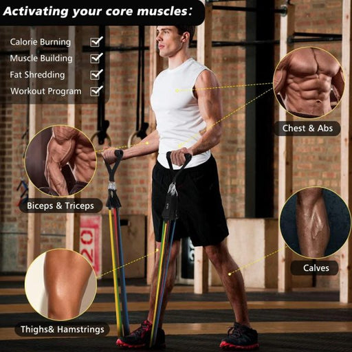 🏋️‍♂️ 11-Piece Power Resistance Band Set ✨ – Strength Training & Yoga Fitness Equipment 🧘‍♀️💪