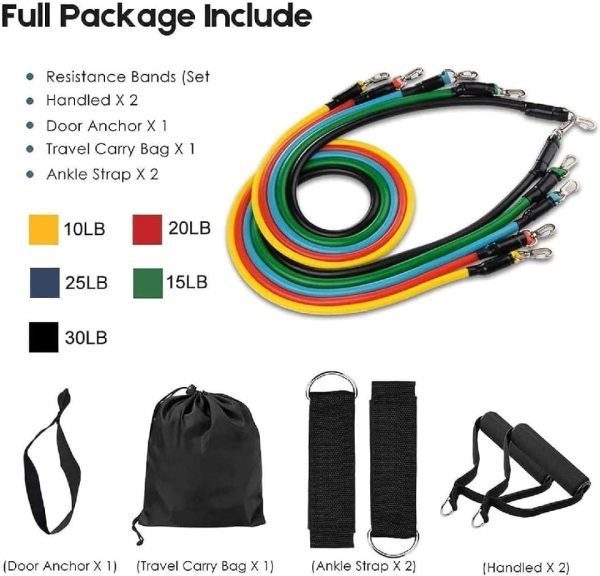 🏋️‍♂️ 11-Piece Power Resistance Band Set ✨ – Strength Training & Yoga Fitness Equipment 🧘‍♀️💪