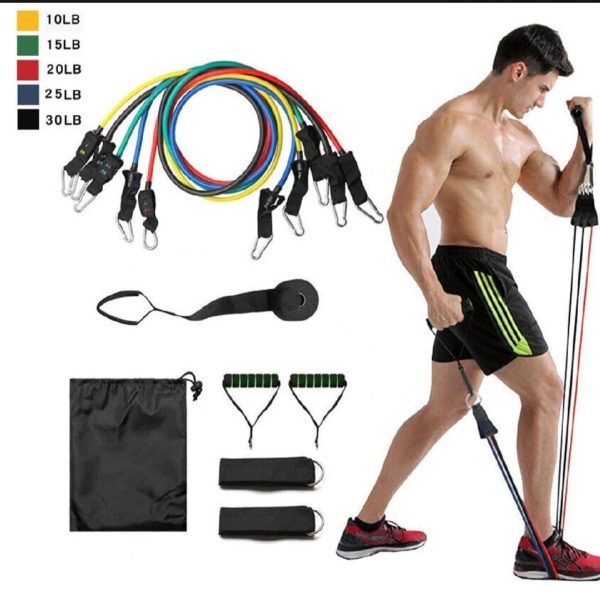 🏋️‍♂️ 11-Piece Power Resistance Band Set ✨ – Strength Training & Yoga Fitness Equipment 🧘‍♀️💪