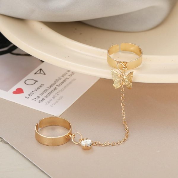 💍✨ 2 Finger Gold Butterfly Rings | Trendy Pair Rings Set 🦋🌟