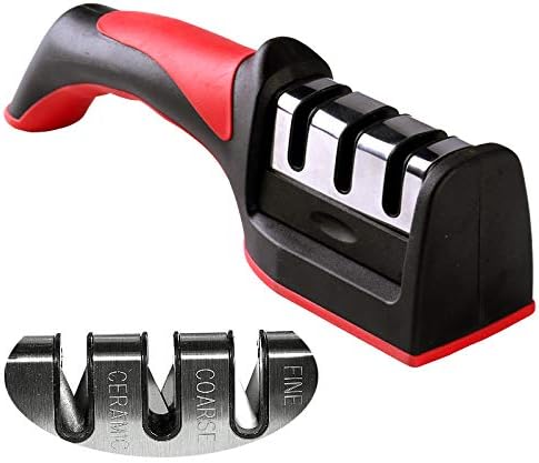 🍴🔪 3-in-1 Knife Sharpener with Fruit & Meat Knife Peeler – 3-Stage Diamond Coated Sharpener Set ✨👌