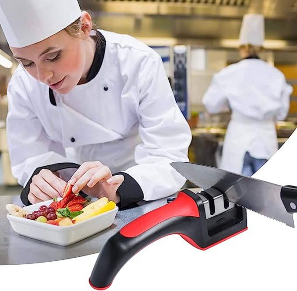 🍴🔪 3-in-1 Knife Sharpener with Fruit & Meat Knife Peeler – 3-Stage Diamond Coated Sharpener Set ✨👌