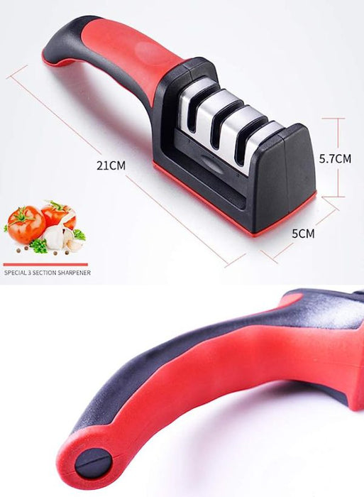 🍴🔪 3-in-1 Knife Sharpener with Fruit & Meat Knife Peeler – 3-Stage Diamond Coated Sharpener Set ✨👌