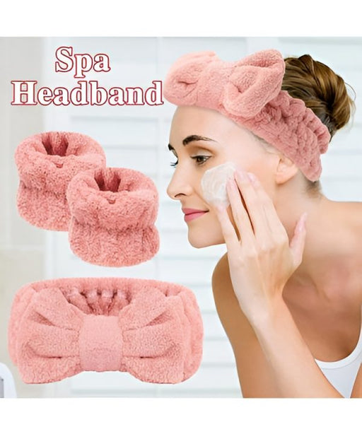 💖 3-Piece Kiss Lovely Wrist Strap Set ✨ – Face Wash Headband & Wristbands (Soft Fabric) 🧖‍♀️