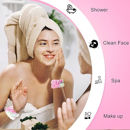 💖 3-Piece Kiss Lovely Wrist Strap Set ✨ – Face Wash Headband & Wristbands (Soft Fabric) 🧖‍♀️