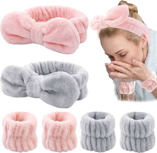 💖 3-Piece Kiss Lovely Wrist Strap Set ✨ – Face Wash Headband & Wristbands (Soft Fabric) 🧖‍♀️
