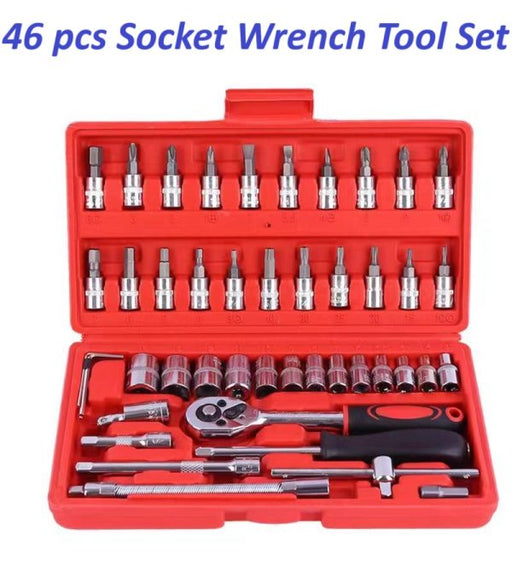 🔧🧰 46-Piece Professional Socket Wrench Tool Set | Heavy-Duty Portable Kit 🚗🏍️🏠
