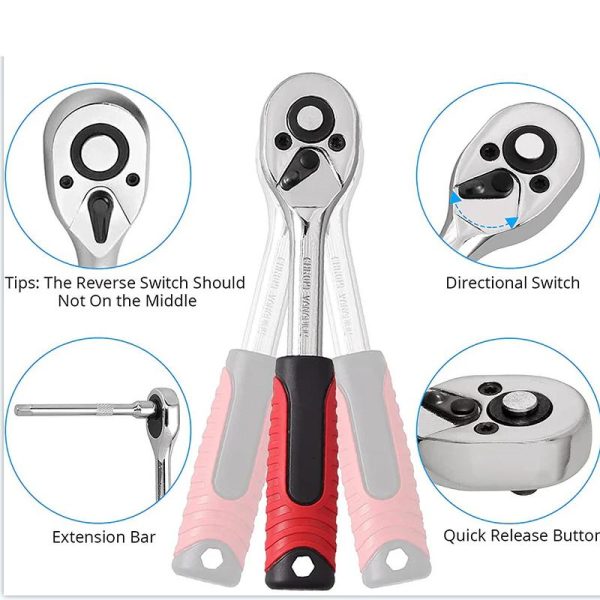 🔧🧰 46-Piece Professional Socket Wrench Tool Set | Heavy-Duty Portable Kit 🚗🏍️🏠