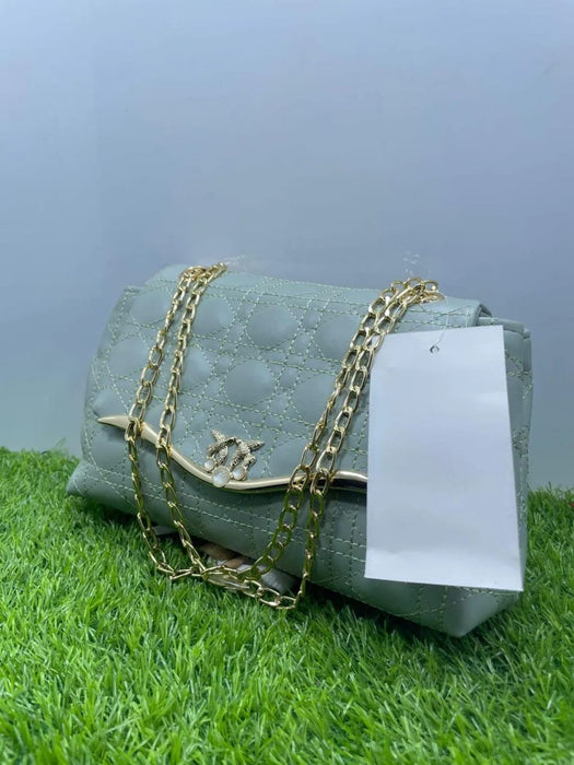 ✨ Girl's Embroidered Chain Crossbody Bag – Stylish & Multipurpose | Light Green