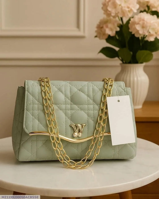 ✨ Girl's Embroidered Chain Crossbody Bag – Stylish & Multipurpose | Light Green