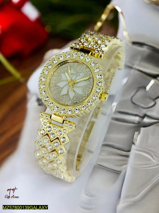 ⌚ Women’s Fancy Bracelet Analog Watch – Golden ✨💛