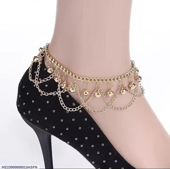 👣 2 Pc Bell Gold Plated Anklet – Free Size ✨💛