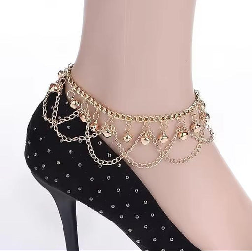 👣 2 Pc Bell Gold Plated Anklet – Free Size ✨💛