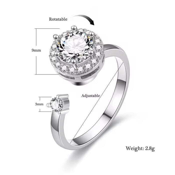 💍 Elegant Spinning Ring – Crystal Charm, Adjustable ✨💎