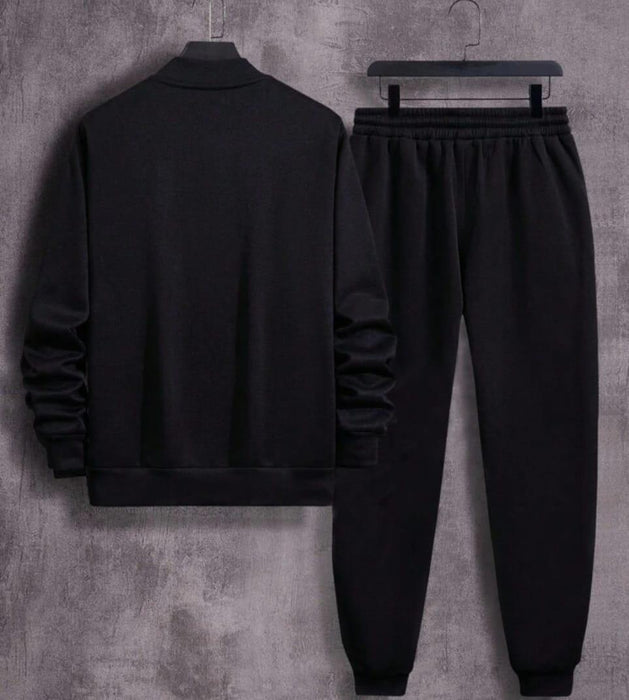 🖤 Men's Fleece Zipper Track Suit – 2 Pcs | Black | Stylish & Comfortable 👟✨