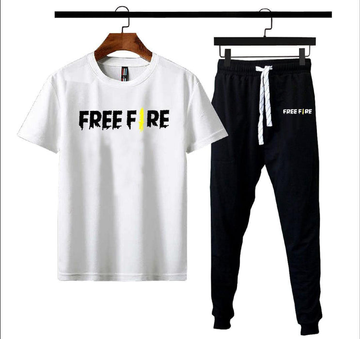 ⚪ Men's Printed Polyester Track Suit – 2 Pcs | White | Trendy & Comfortable 👟🔥