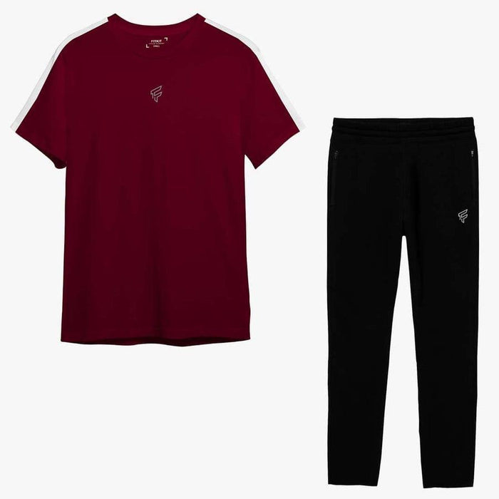 👕👖 2 Pcs Men's Polyester Printed Track Suit – Maroon | Summer Collection ☀️