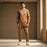 👕👖 2 Pcs Men's Micro Printed Track Suit – Brown | Stylish & Comfortable Fit