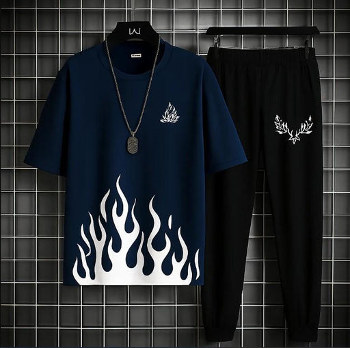 👕👖 2 Pcs Men's Micro Plain Track Suit – Blue | Casual & Sportswear