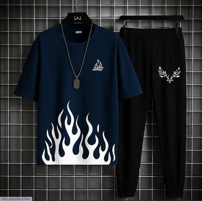 👕👖 2 Pcs Men's Micro Plain Track Suit – Blue | Casual & Sportswear