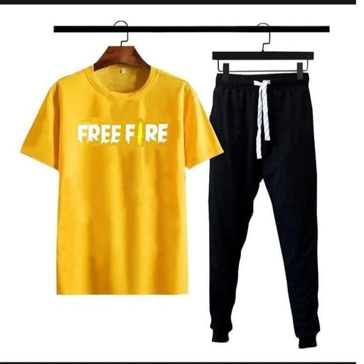 👕👖 Men's Cotton Jersey Printed Track Suit – Yellow ✨
