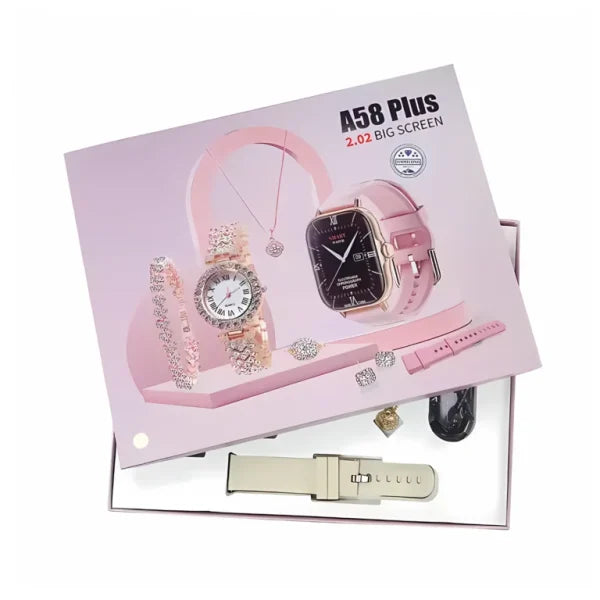 ⌚✨ A58 Plus 6 In 1 Smartwatch – Stylish & Functional Gift for Women ✨💖