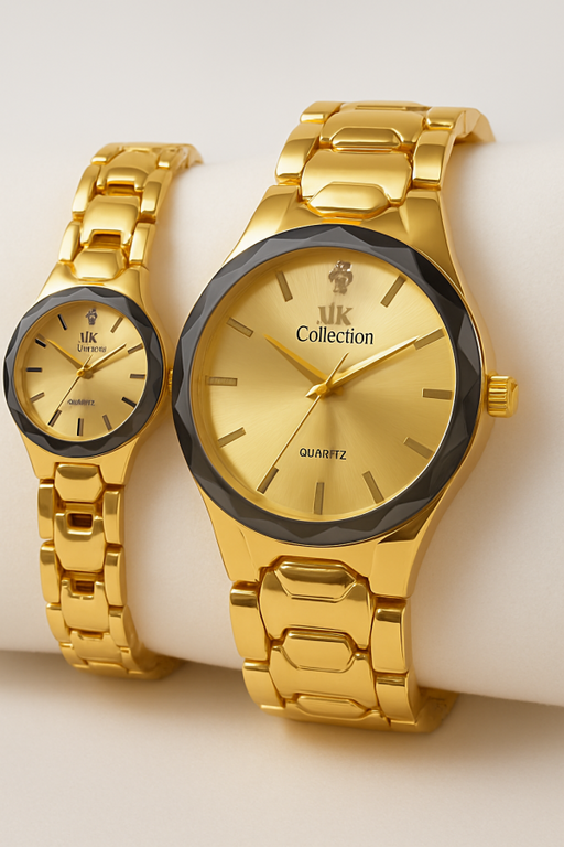 ⌚💛 Gold Couple Watch Set – Luxury Quartz Timepieces For Him & Her ✨