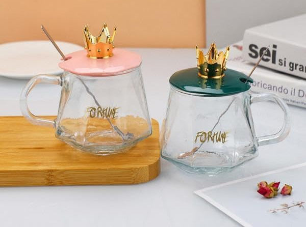 👑 Golden Crown Sugar Pot with Lid & Spoon – Elegant Storage Jar for Sugar, Tea, Coffee & Spices