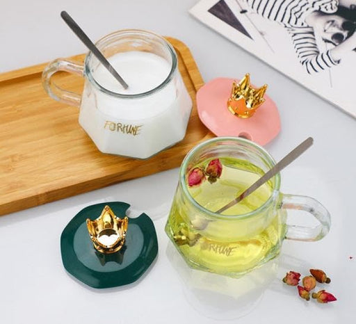 👑 Golden Crown Sugar Pot with Lid & Spoon – Elegant Storage Jar for Sugar, Tea, Coffee & Spices