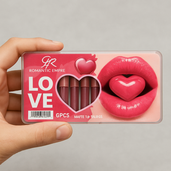 💄❤️ GR Romantic Love Matte Lip Gloss Set – 6 Pcs | Rich Red & Maroon Shades ✨🌸