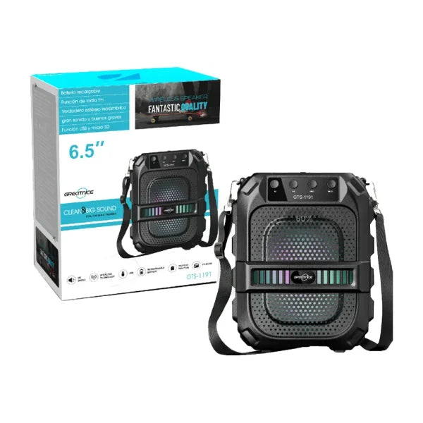 🔊🎵 GTS-1191 Wireless Portable Bluetooth Speaker | 10W With 6.5″ Subwoofer 🔋🎶