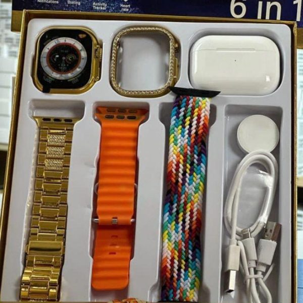 ⌚🎧 H9 Ultra 2 Smart Watch – Original Full Display with AirPods 3 Model, Watch Cover & Straps (6-in-1 Set) 🔥✨