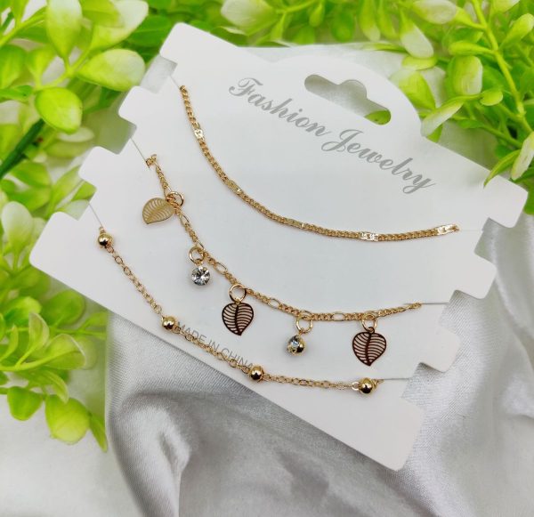 💖 Imported Triple-layered Adjustable Bracelet Set ✨ – Elegant Fashion Jewelry for Girls & Women 🎀