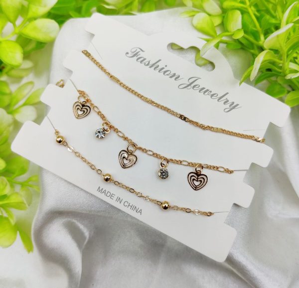💖 Imported Triple-layered Adjustable Bracelet Set ✨ – Elegant Fashion Jewelry for Girls & Women 🎀