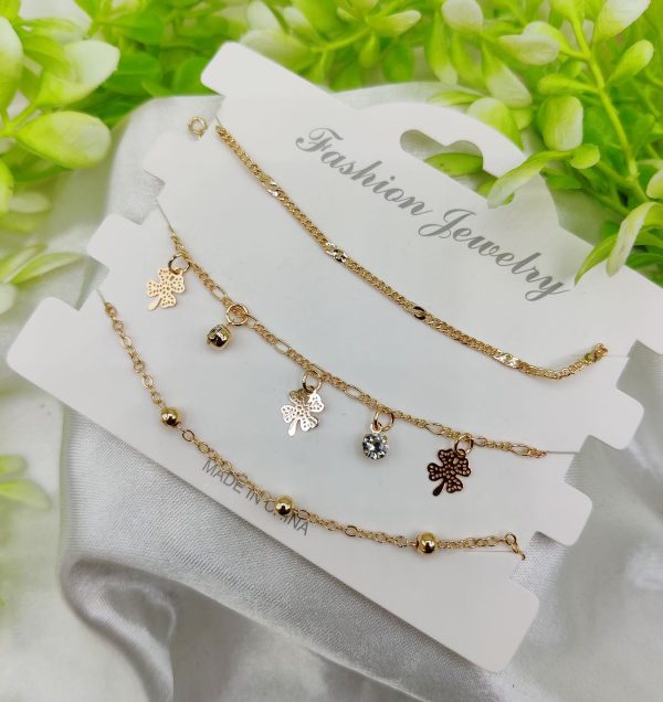 💖 Imported Triple-layered Adjustable Bracelet Set ✨ – Elegant Fashion Jewelry for Girls & Women 🎀