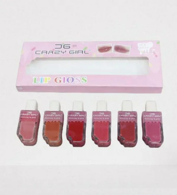 💄 Pack of 6 – Crazy Girl Ice Cream Matte Lipgloss 🍦✨ – Premium Lip Gloss Set for Girls & Women 👩‍🦰💖