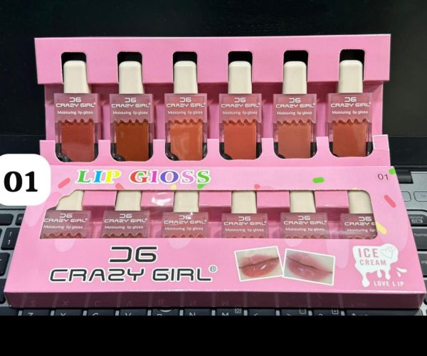 💄 Pack of 6 – Crazy Girl Ice Cream Matte Lipgloss 🍦✨ – Premium Lip Gloss Set for Girls & Women 👩‍🦰💖