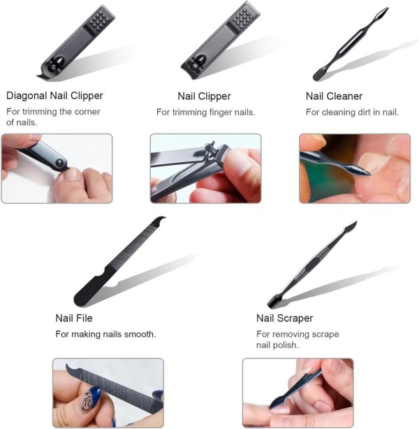 💅 Premium Manicure & Pedicure Kit – 10 Pcs Stainless Steel Nail Clippers Set With Grooming Tools ✨