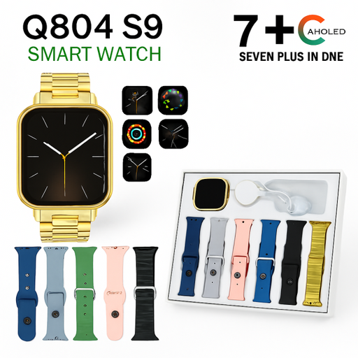 ⌚✨ Q804 Imran Khan New Model Watch – Golden Color with 7 Straps & Original Metal Strap 💎🔥