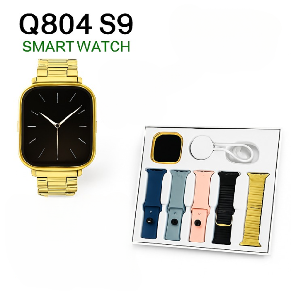 ⌚✨ Q804 Imran Khan New Model Watch – Golden Color with 7 Straps & Original Metal Strap 💎🔥
