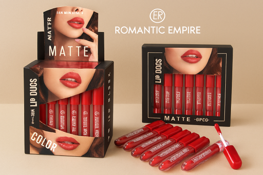 💄🔥 Romantic Empire Matte Lipgloss Set of 6 – High Pigment, Long-lasting Liquid Lip Gloss | Red Collection ❤️✨